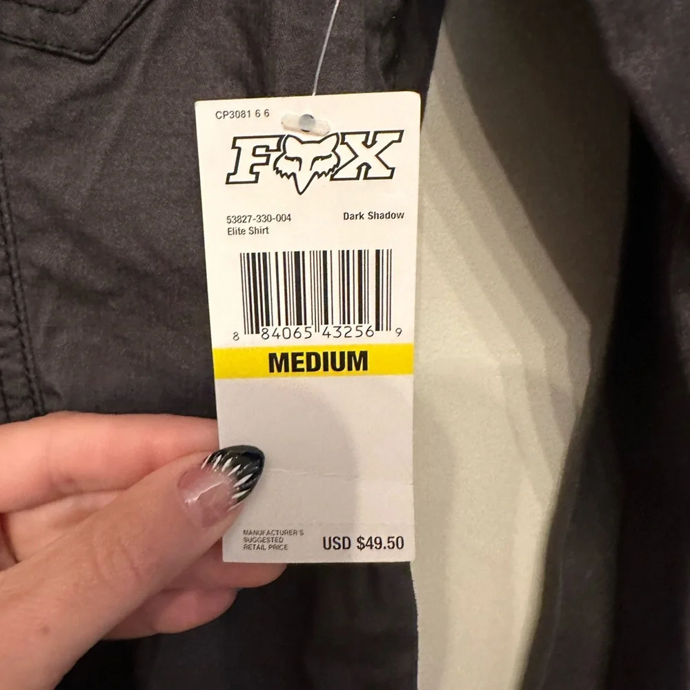 NWT Vintage Y2K Era Fox Charcoal Button Down Embellished Print Shirt Size Medium - Picture 3 of 9